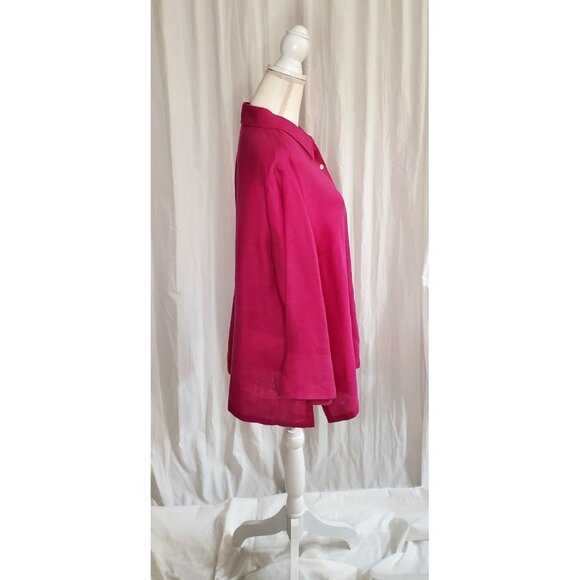 Lauren Ralph Lauren 100% Linen Button Up Shirt Fuchsia Blouse 2XL Women’s Plus - Picture 5 of 16